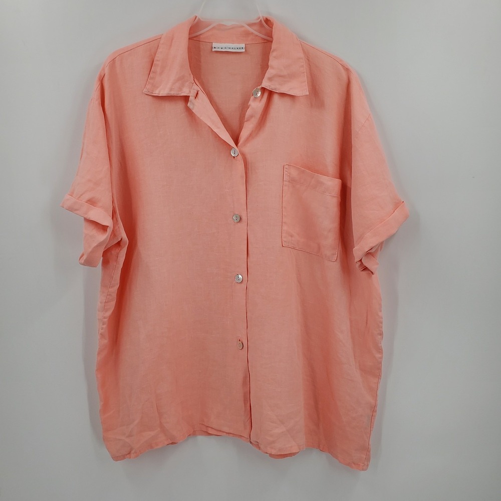 Women's Bryn Walker Linen Button Down Shirt Top Size Large
